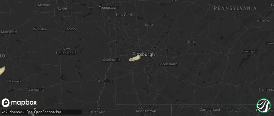 Hail map in Presto, PA on July 17, 2026