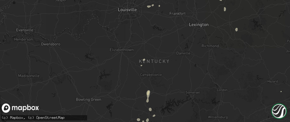 Hail map in Raywick, KY on July 17, 2026