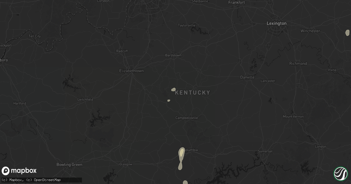 Hail map in Raywick, KY on July 17, 2026