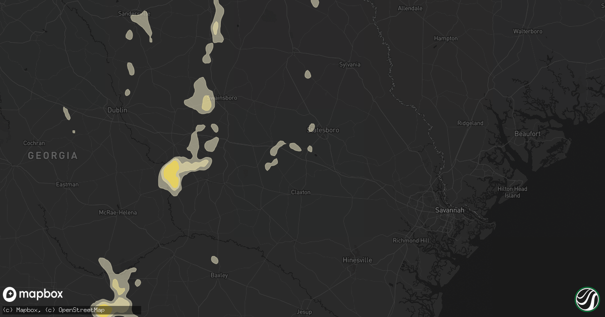 Hail map in Register, GA on July 17, 2026