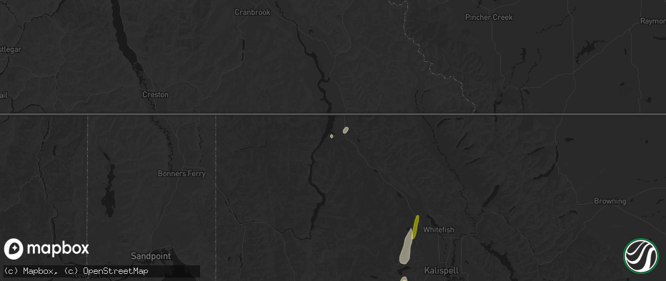 Hail map in Rexford, MT on July 17, 2026