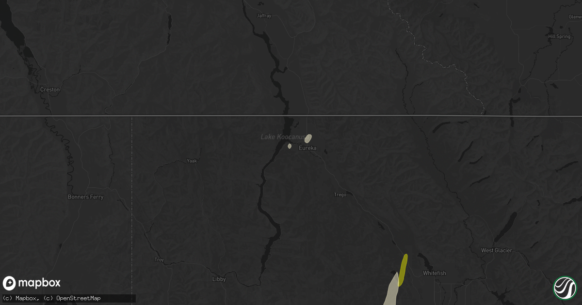 Hail map in Rexford, MT on July 17, 2026