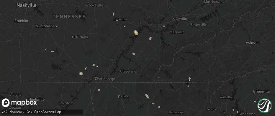 Hail map in Riceville, TN on July 17, 2026