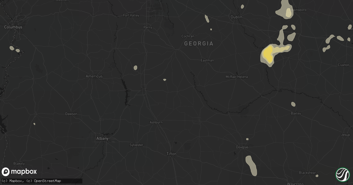Hail map in Rochelle, GA on July 17, 2026
