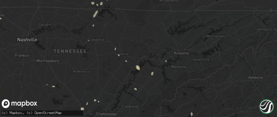Hail map in Rockwood, TN on July 17, 2026