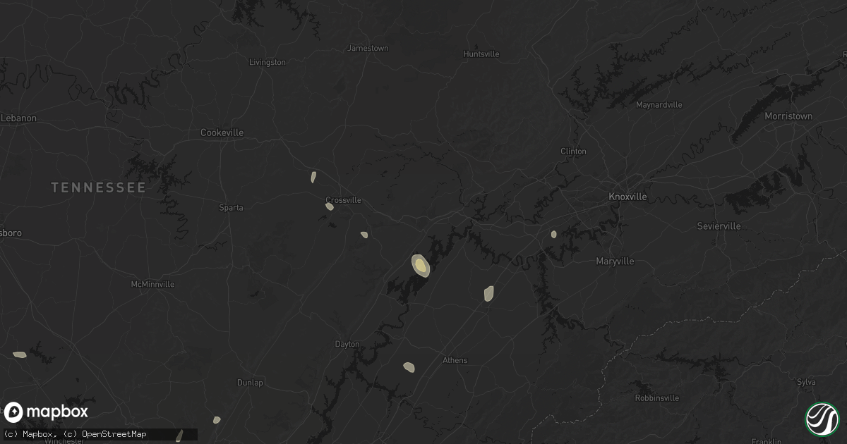 Hail map in Rockwood, TN on July 17, 2026