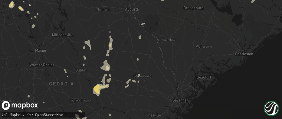 Hail map in Rocky Ford, GA on July 17, 2026