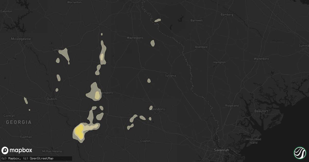 Hail map in Rocky Ford, GA on July 17, 2026
