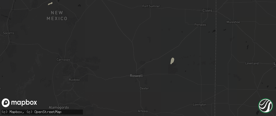 Hail map in Roswell, NM on July 17, 2026