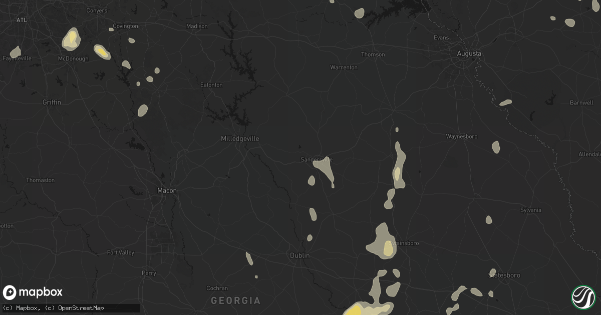 Hail map in Sandersville, GA on July 17, 2026