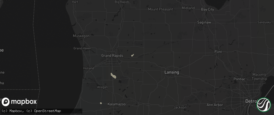 Hail map in Saranac, MI on July 17, 2026