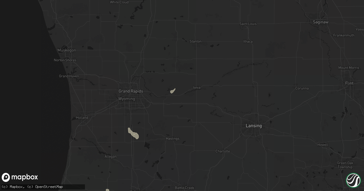 Hail map in Saranac, MI on July 17, 2026