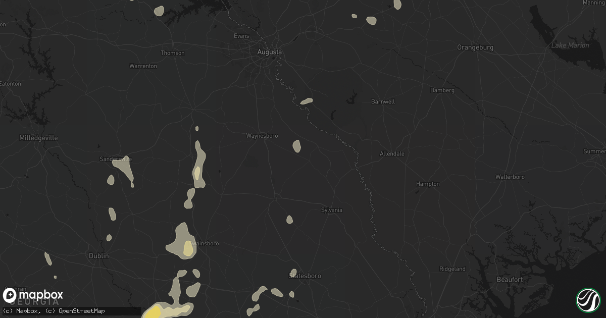 Hail map in Sardis, GA on July 17, 2026