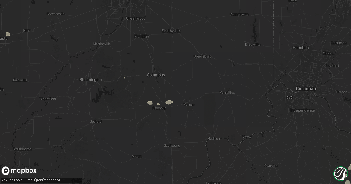 Hail map in Scipio, IN on July 17, 2026