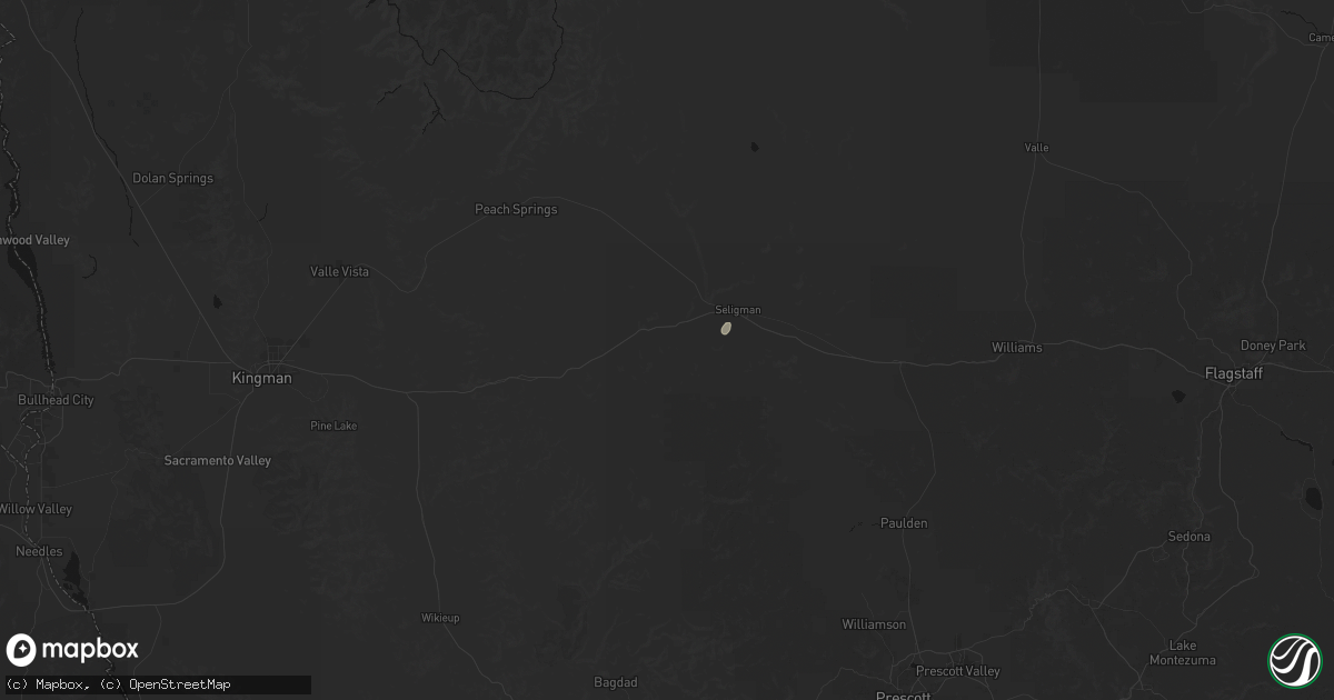 Hail map in Seligman, AZ on July 17, 2026