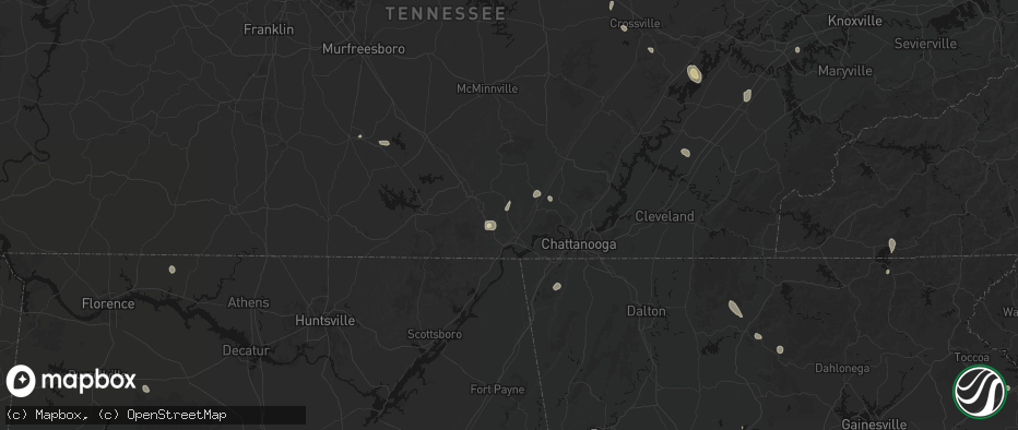 Hail map in Sequatchie, TN on July 17, 2026