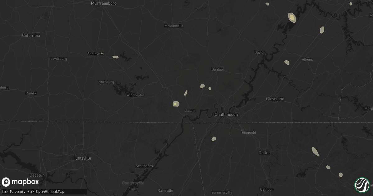 Hail map in Sequatchie, TN on July 17, 2026