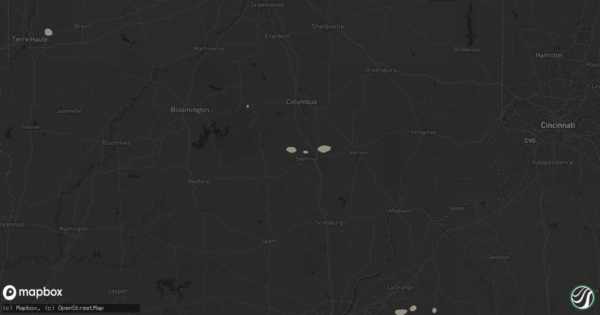 Hail map in Seymour, IN on July 17, 2026