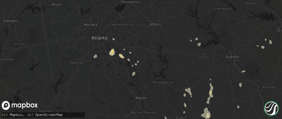 Hail map in Shady Dale, GA on July 17, 2026