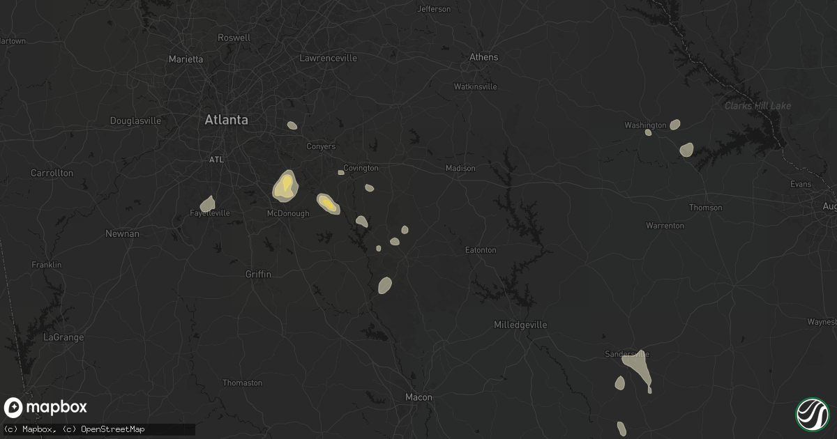 Hail map in Shady Dale, GA on July 17, 2026