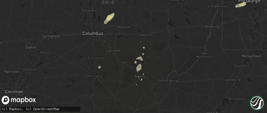 Hail map in Shawnee, OH on July 17, 2026