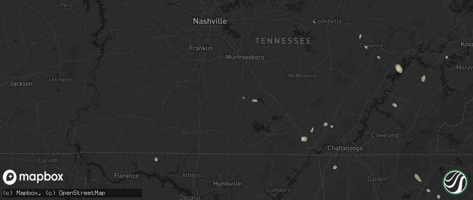 Hail map in Shelbyville, TN on July 17, 2026