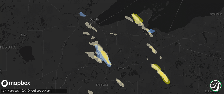 Hail map in Solon Springs, WI on July 17, 2026
