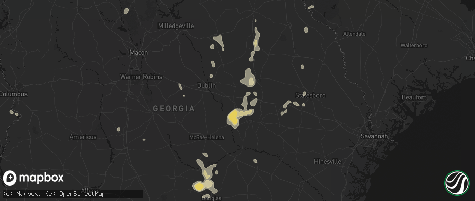Hail map in Soperton, GA on July 17, 2026