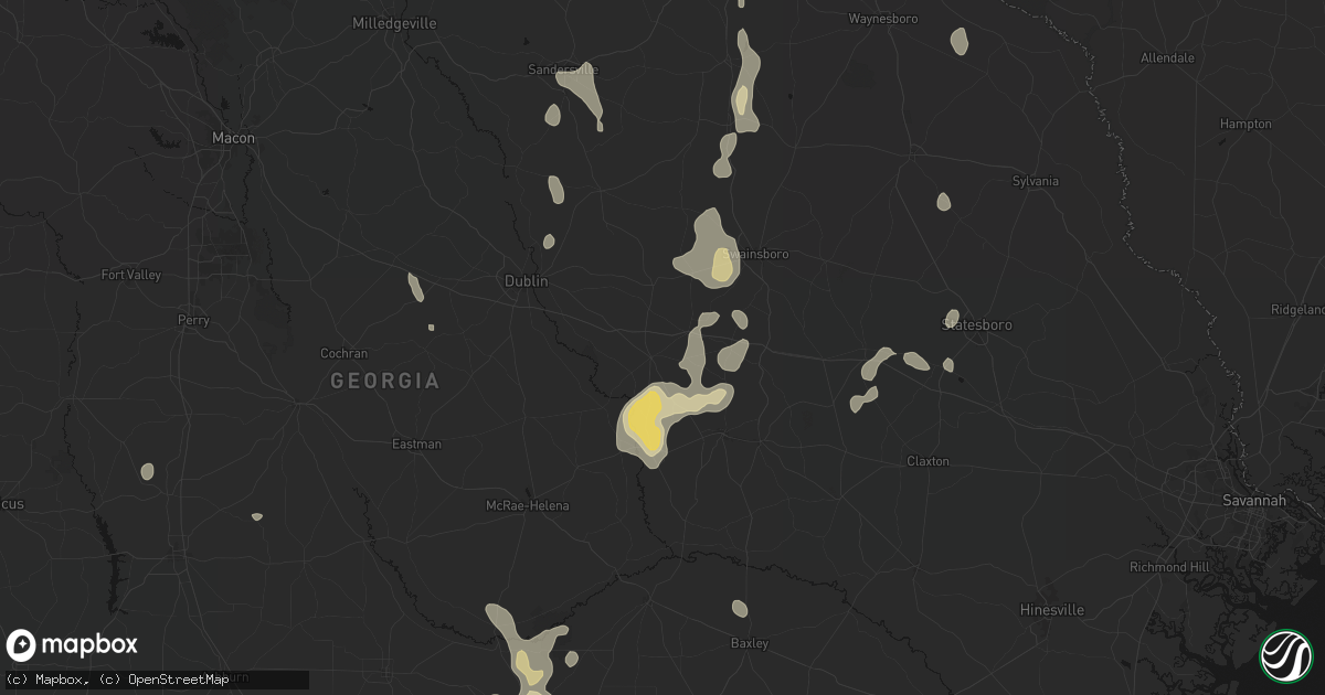 Hail map in Soperton, GA on July 17, 2026