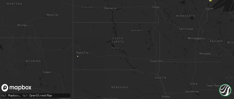 Hail map in South Dakota on July 17, 2026