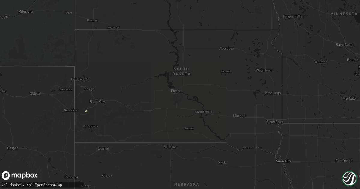 Hail map in South Dakota on July 17, 2026