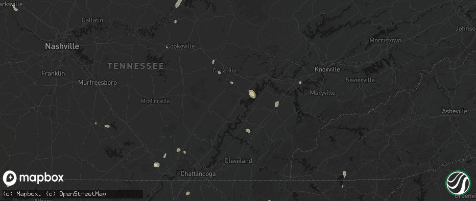 Hail map in Spring City, TN on July 17, 2026