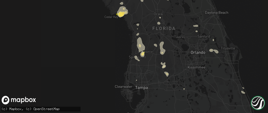 Hail map in Spring Hill, FL on July 17, 2026