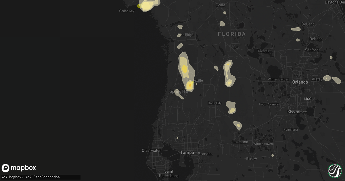 Hail map in Spring Hill, FL on July 17, 2026