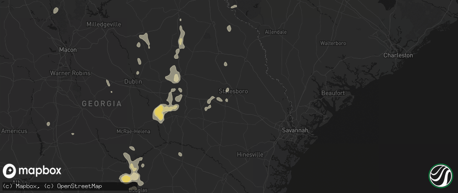 Hail map in Statesboro, GA on July 17, 2026