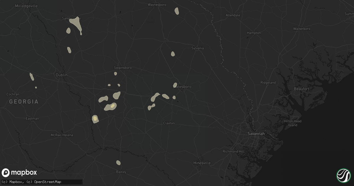 Hail map in Statesboro, GA on July 17, 2026