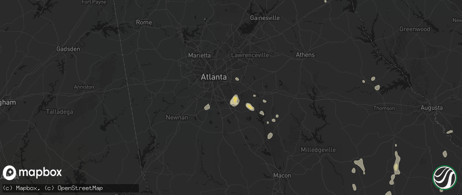 Hail map in Stockbridge, GA on July 17, 2026