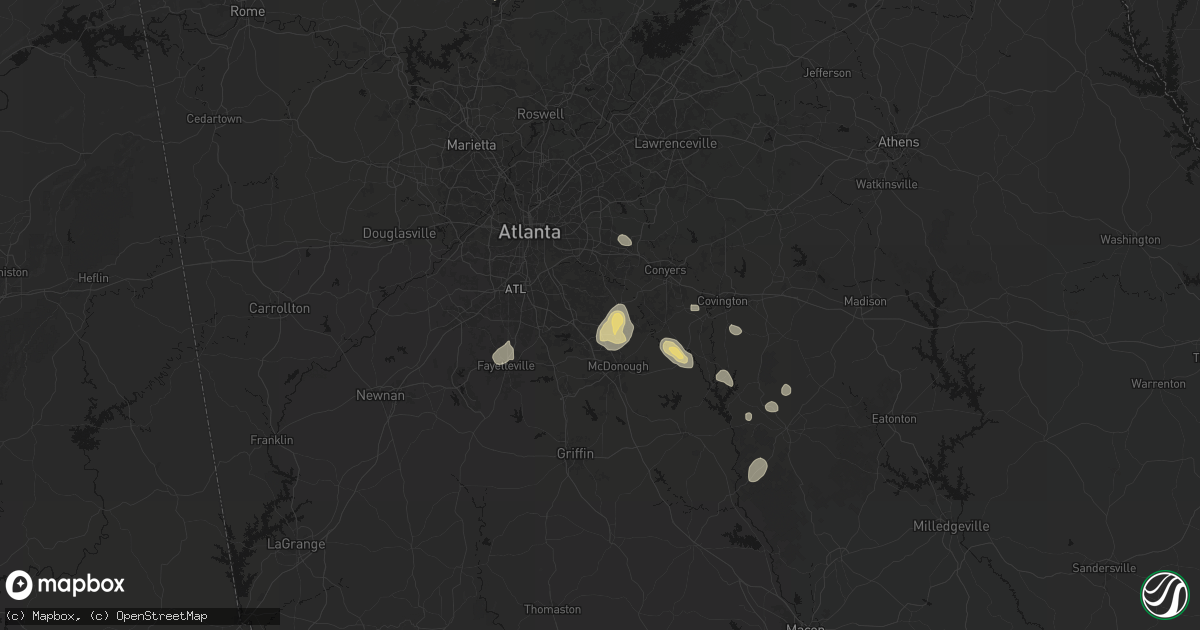 Hail map in Stockbridge, GA on July 17, 2026