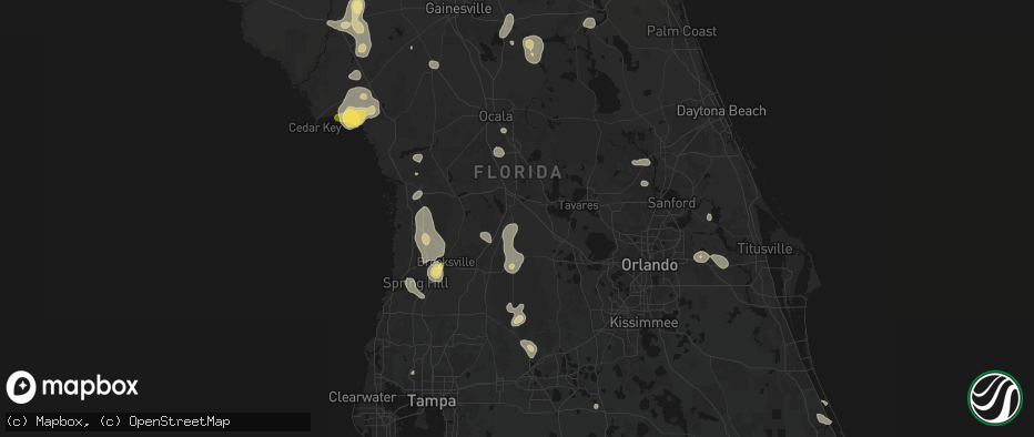 Hail map in Sumterville, FL on July 17, 2026