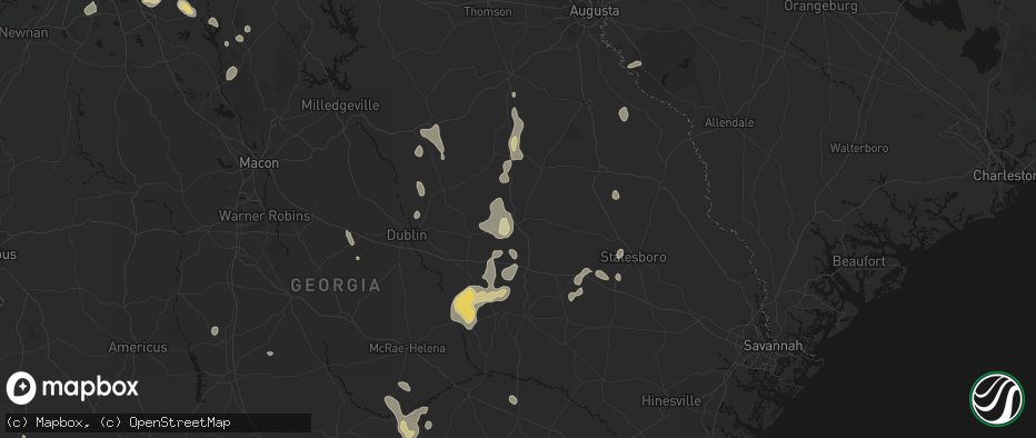 Hail map in Swainsboro, GA on July 17, 2026