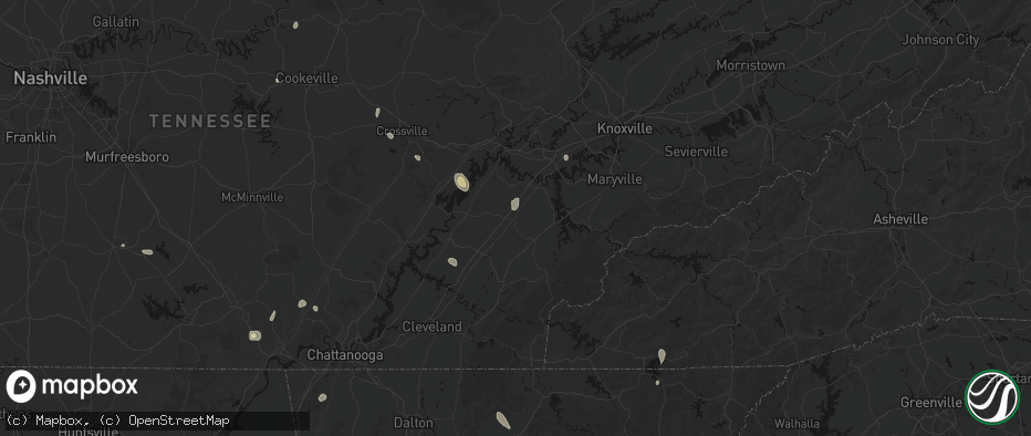 Hail map in Sweetwater, TN on July 17, 2026