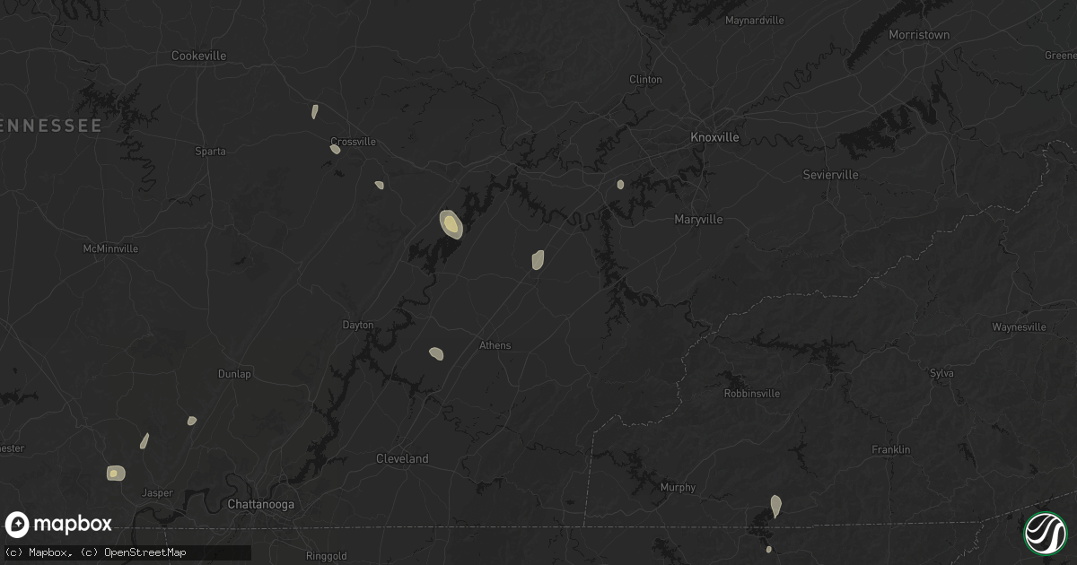 Hail map in Sweetwater, TN on July 17, 2026