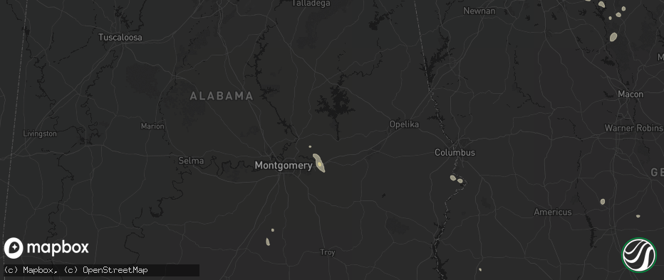 Hail map in Tallassee, AL on July 17, 2026