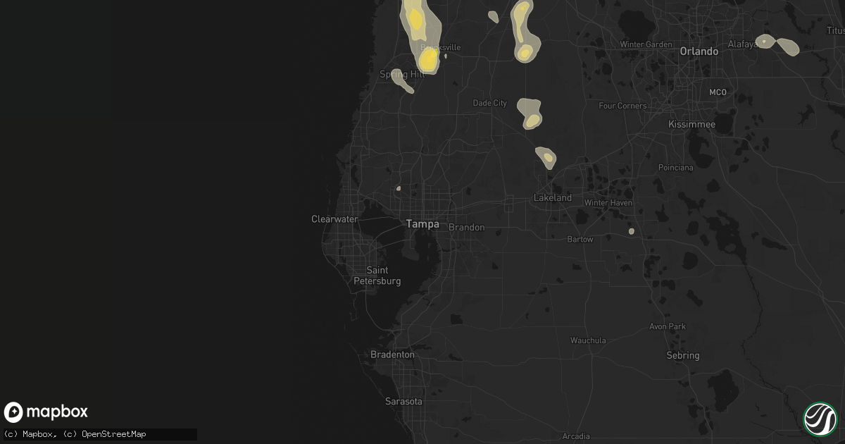 Hail map in Tampa, FL on July 17, 2026