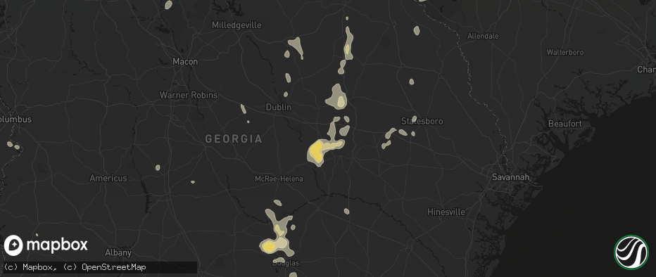 Hail map in Tarrytown, GA on July 17, 2026