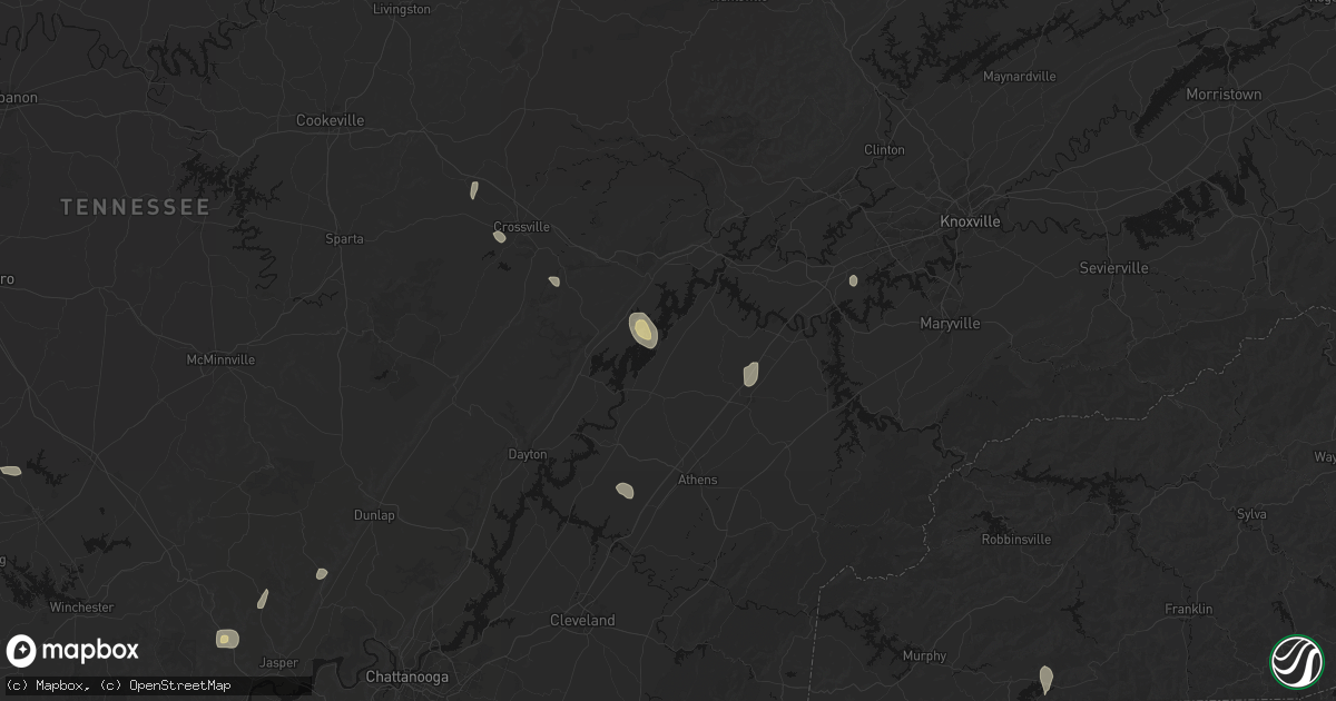 Hail map in Ten Mile, TN on July 17, 2026
