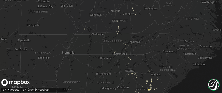 Hail map in Tennessee on July 17, 2026