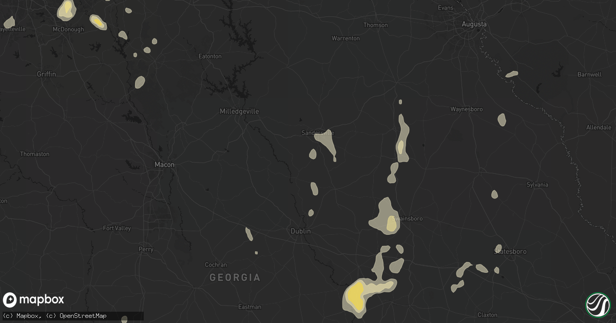 Hail map in Tennille, GA on July 17, 2026