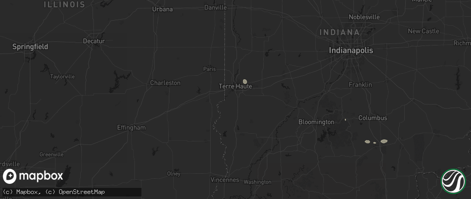 Hail map in Terre Haute, IN on July 17, 2026