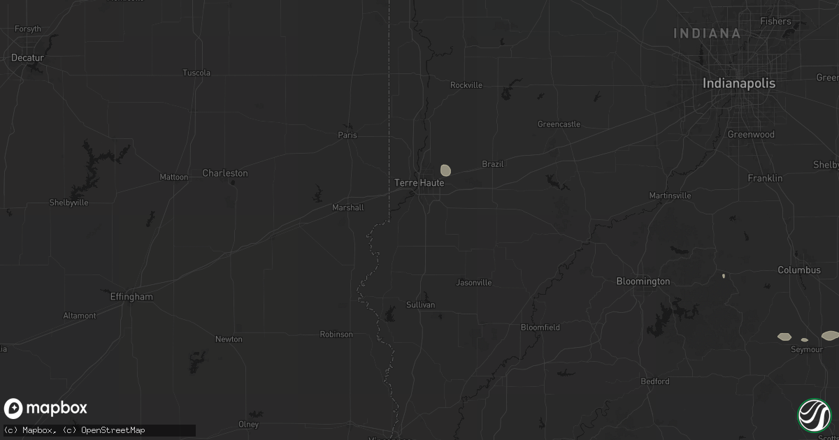 Hail map in Terre Haute, IN on July 17, 2026